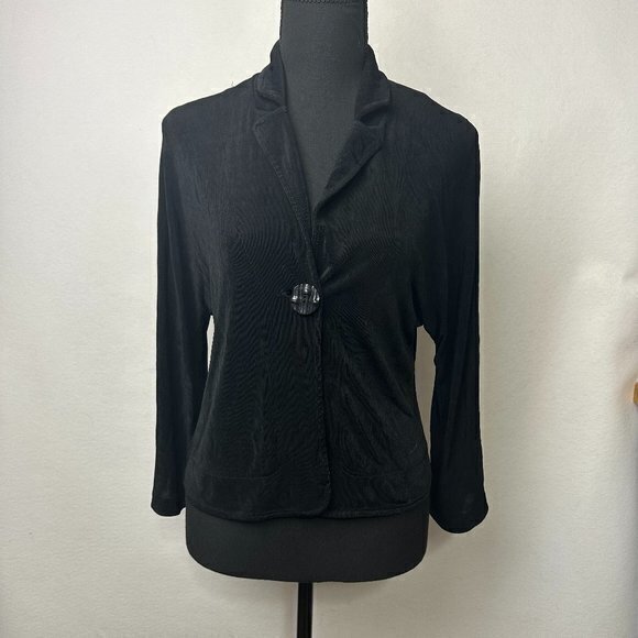 Chicos‎ blazer jacket women 0 Small 4 black one button slinky wrinkle resistant - Picture 1 of 6